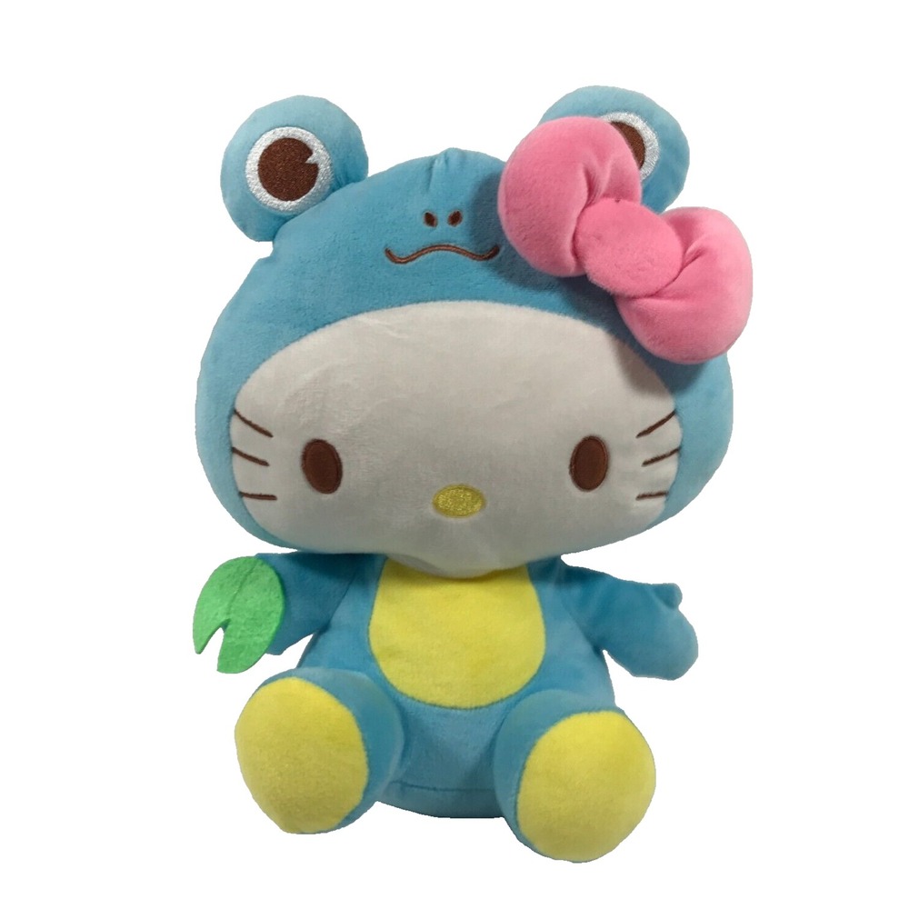 Sanrio Hello Kitty Keroppi Frog Costume Plush Blue Pink Bow Crossover Toy‎